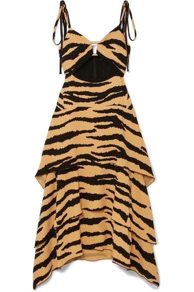 Tiered tiger-print crepe maxi dress | NET-A-PORTER (UK & EU)
