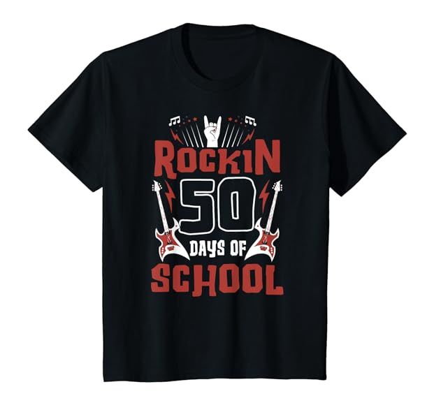 Rockin 50 Days of School 50th Day of School 50 Days Smarter T-Shirt | Amazon (US)