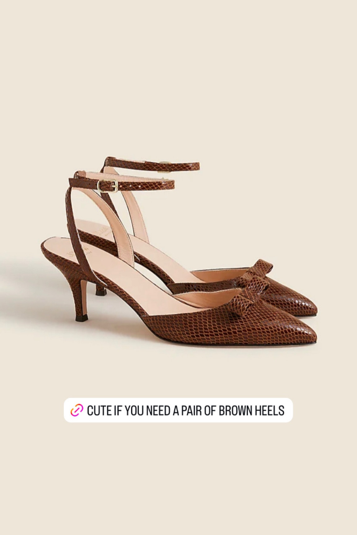 Brown bow kitten heels leather brown heels j crew, brown ankle heels with strap