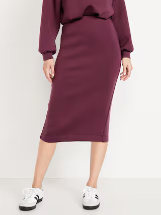 Extra High-Waisted Bounce Fleece Midi Skirt | Old Navy (US)