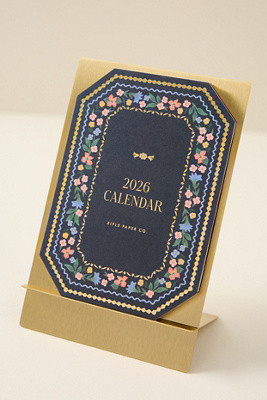 Rifle Paper Co. 2026 Wildwood Brass Easel Desk Calendar | Anthropologie (US)