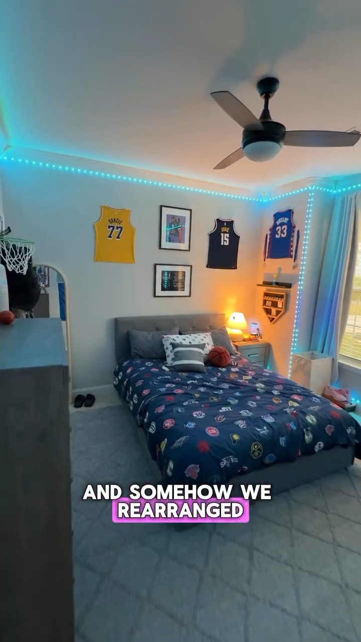 How many of you were the kid that constantly wanted to rearrange their room? Because same! 

I guess officially going to middle school, It was a great time to clean out and have a nice reset for them and they love them!! 

Are the rooms the most fancy things you’ve ever seen?!? no but are they a true expression of who they are as kids.  We allow them to put whatever they want on these walls because one day we will have all the time in the world to patch up all them pin holes! 

#houserest #roommakeover #tweenbedroom #tweenboys #twinmom