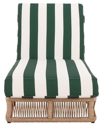 SAFAVIEH Outdoor Collection Gillian Heather Tan & Hunter Green Stripe Chaise Lounge Chair (Fully Assembled) | Amazon (US)