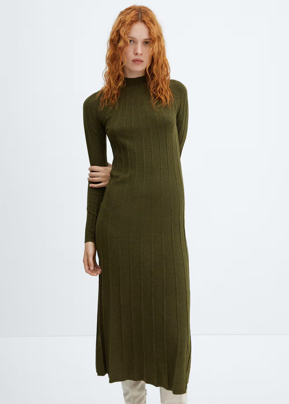 Perkins-neck ribbed dress -  Women | Mango USA | MANGO (US)