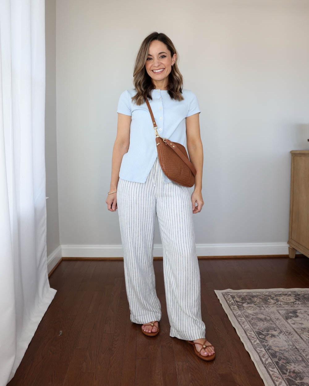 Styling a petite-friendly under $30 blue button up top from Old Navy three ways for Spring!

Blue top (Old Navy): petite xs

Outfit 1:
Linen blend pants (Abercrombie): xxs short - size up if in between sizes, they shrink in the wash. 28” inseam in short
Bag (Quince)
Sandals (DV): true to size

Outfit 2:
Linen shorts (J.Crew): xxs - unlined
Tote bag (Sezane)
Flats (JC Factory): true to size

Outfit 3:
Jeans (JC Factory): 24 standard - 26.5” inseam. These also come in petite for a shorter option.
Flats (JC Factory): true to size

My measurements for reference: I’m 4’10” and 105lbs. My bust, waist, and hip measurement is 32”, 24”, and 36”.

#LTKPetite #LTKSeasonal #LTKSaleAlert