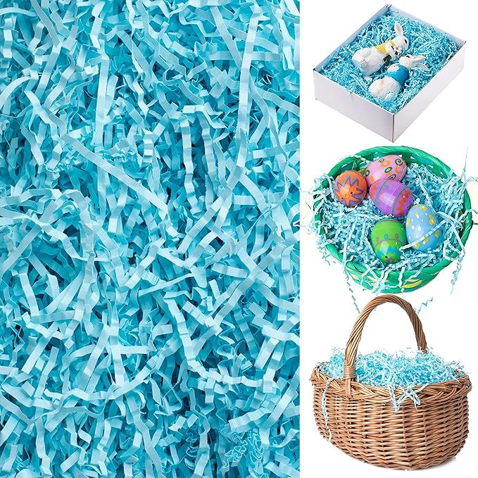 JOYIN 12oz Easter Grass in Lake Blue Paper Shred for Easter Basket Filling, Easter Gift Wrapping,... | Amazon (US)