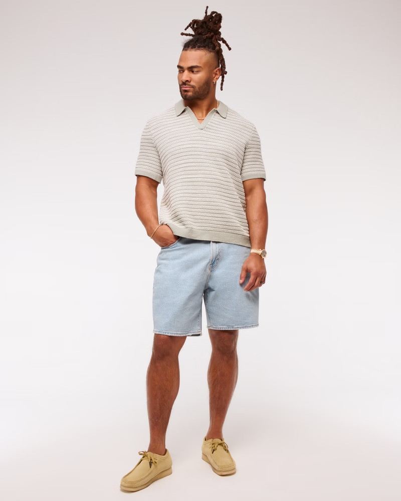 Athletic Loose Denim Short | Abercrombie & Fitch (US)