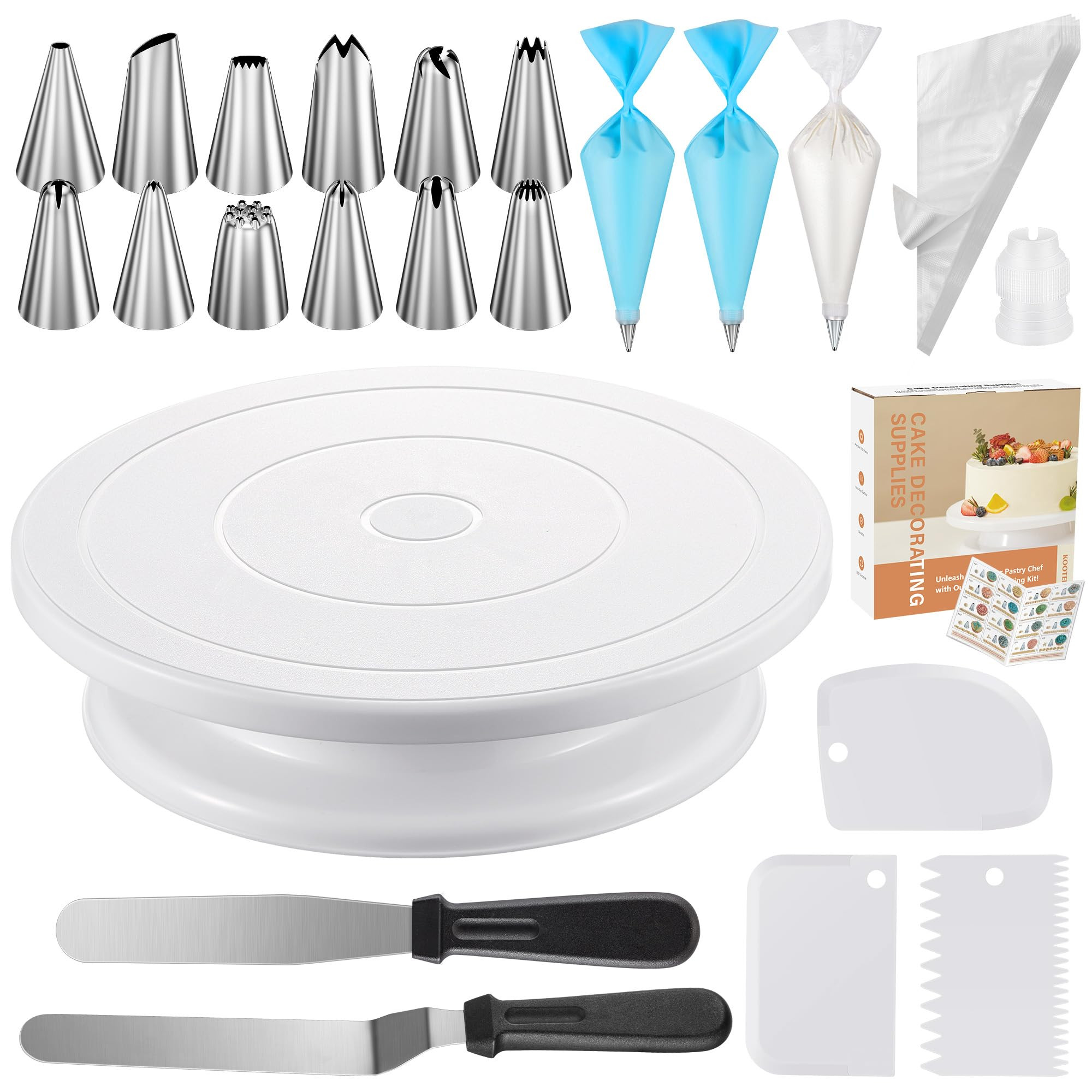 Kootek 71PCs Cake Decorating Supplies Kit with Revolving Cake Stand Turntable, 12 Numbered Icing ... | Amazon (US)