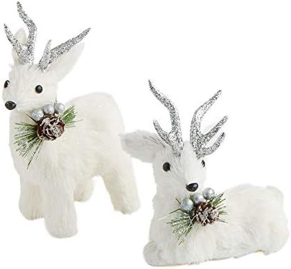 Amazon.com: Factory Direct Craft White and Silver Sisal Christmas Deer Set | Set of 2… : Toys &... | Amazon (US)