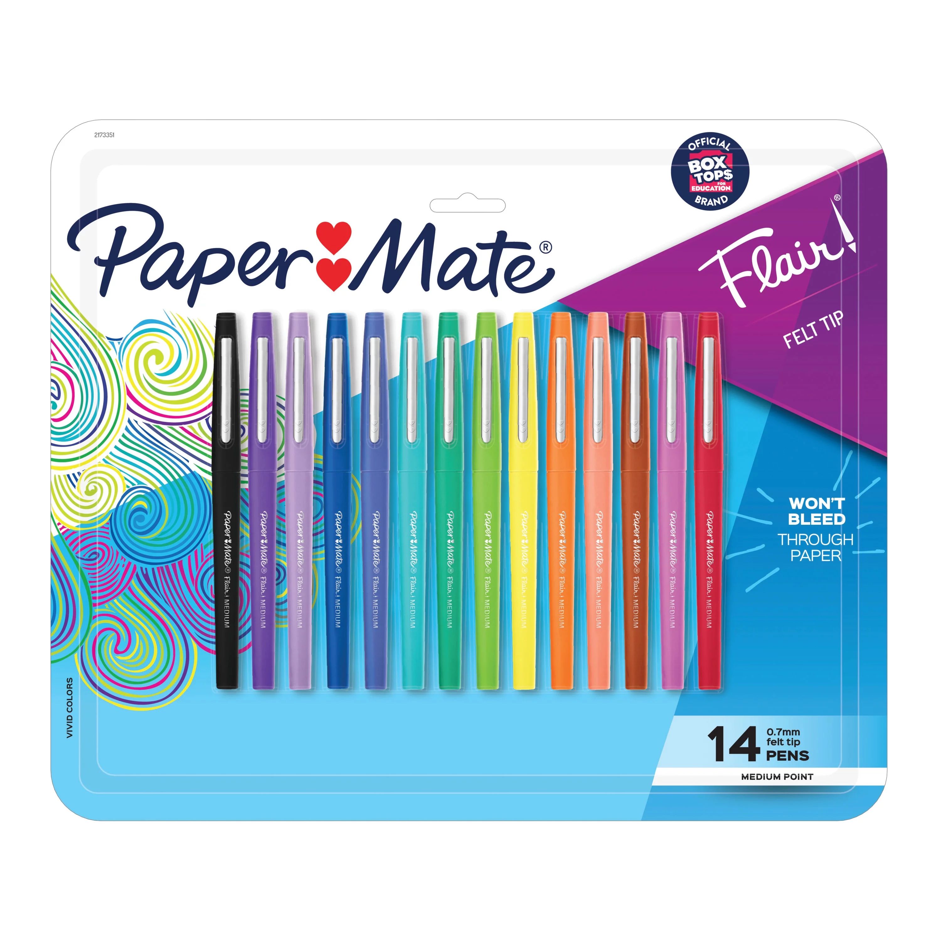 Paper Mate Flair Felt Tip Pens, Medium Point (0.7mm), Assorted Colors, 14 Count | Walmart (US)