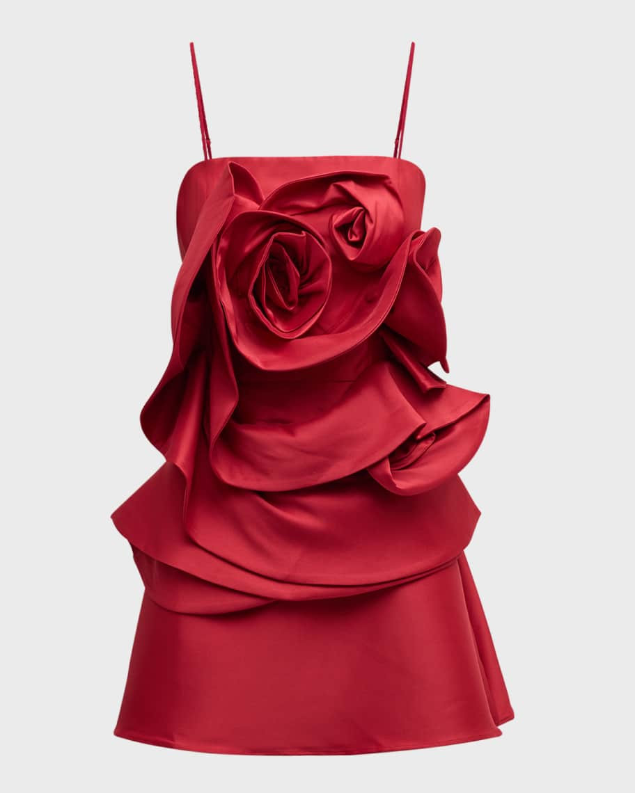 Jovani Sleeveless Rosette Mini Dress | Neiman Marcus