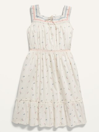 Sleeveless Printed Cinched-Waist Dress for Girls | Old Navy (US)