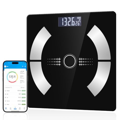 Smart Scale for Body Weight, Bathroom Digital Weighing Scale with BMI, Body Fat, Muscle Mass, Accurate Bluetooth Home User Health Equipment Sync Apps - (Black) | Amazon (US)