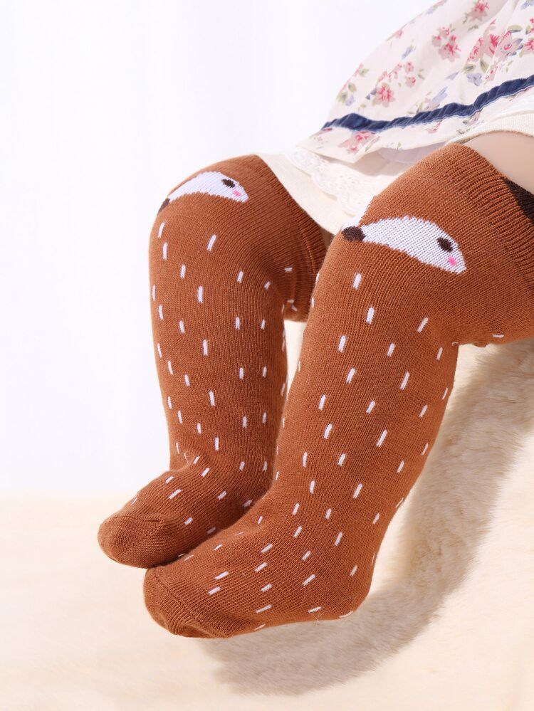 1pair Baby Animal Graphic Over The Knee Socks | SHEIN