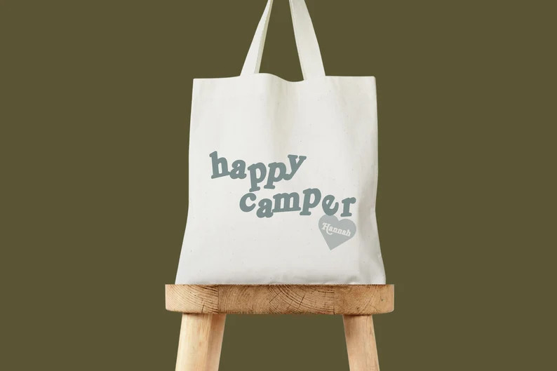 Happy Camper Tote Camp Bachelorette Mountain Bachelorette Tote Camping Bachelorette Party Last Tr... | Etsy (EU)