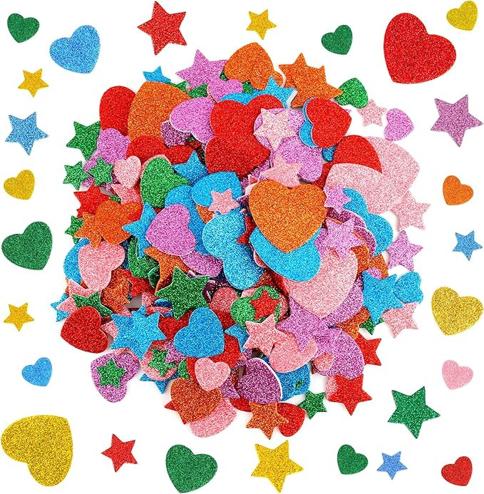 Foam Heart Stickers, Glitter Stickers, 300 PCS Foam Stickers for Kids Crafts Supplies, Self Adhes... | Amazon (US)