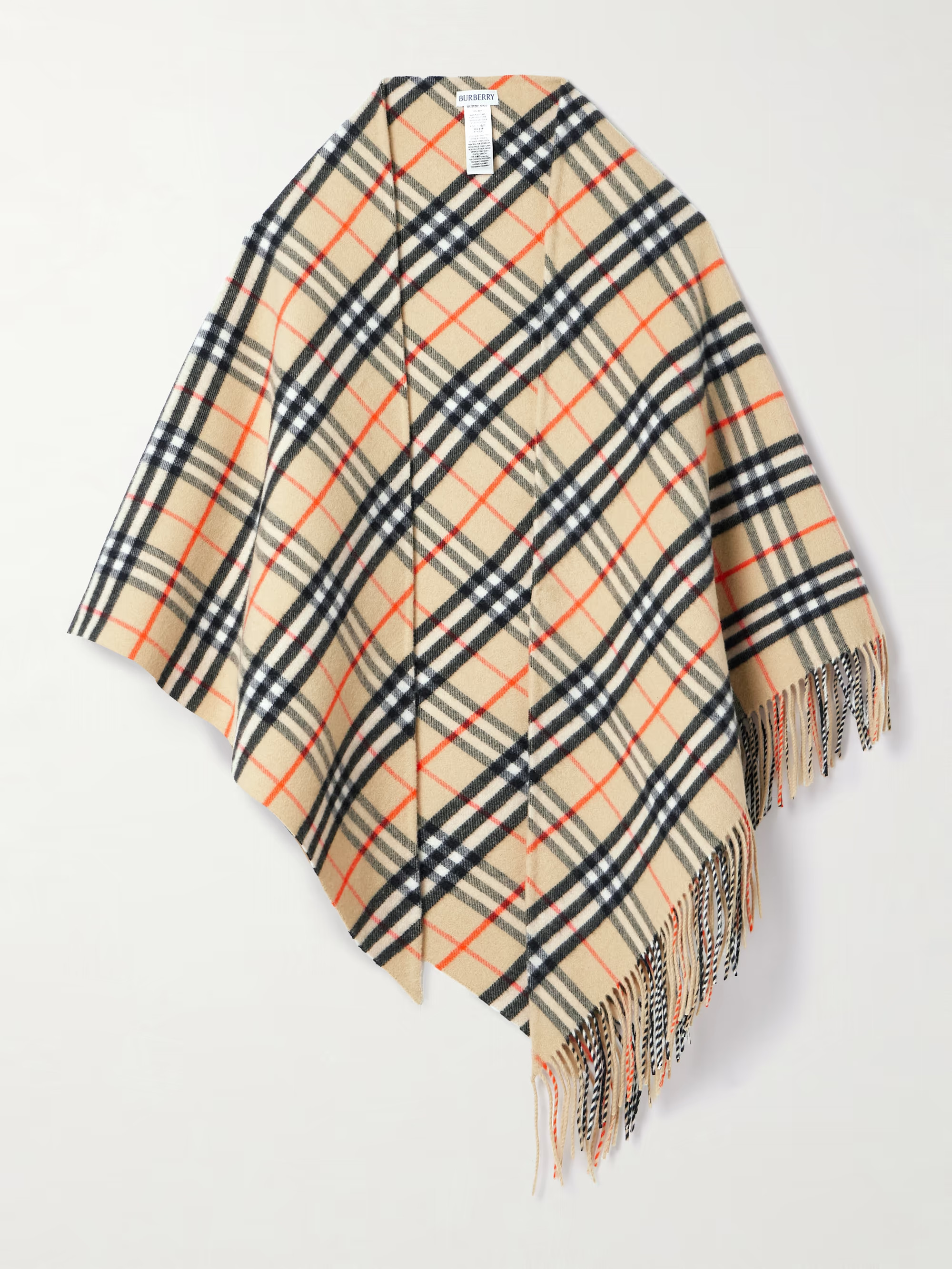 Fringed checked wool and cashmere-blend cape | NET-A-PORTER (US)
