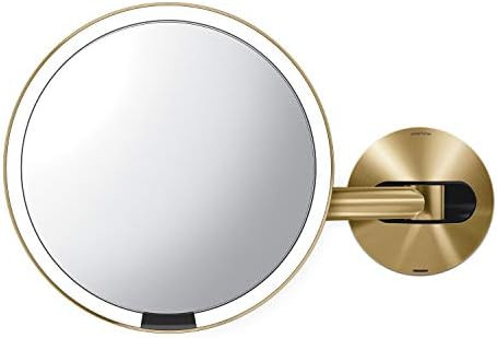 simplehuman ST3032 8" Round Wall Mount Sensor Makeup Mirror, 5X Magnification, Rechargeable and C... | Amazon (US)