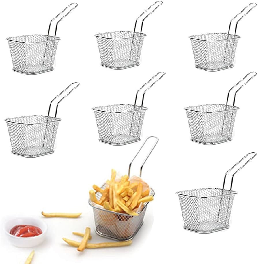 8pcs Mini Square Fry Bakests French Fries Basket 4.1x3.3x2.6Inches Table Serving Frying Chips Bas... | Amazon (US)