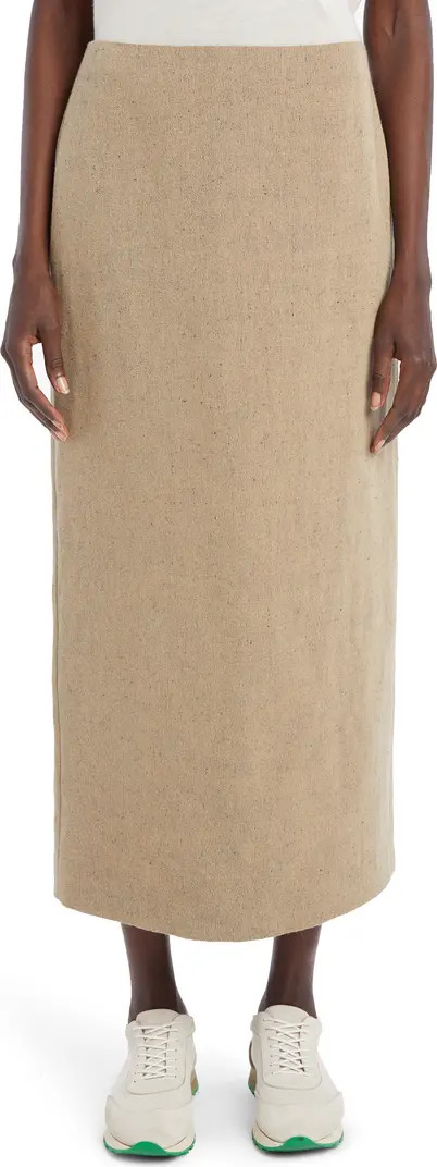Alma Slub Linen & Cashmere Midi Skirt | Nordstrom
