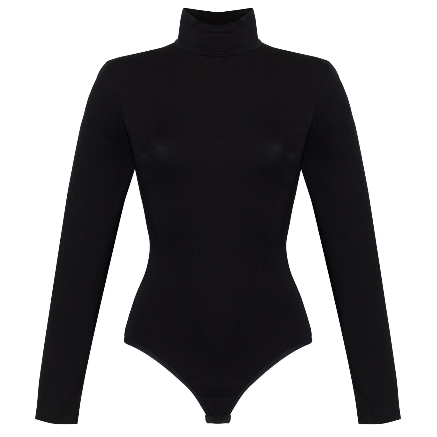 Turtleneck Long Sleeve Viscose Bodysuit Black (M) | Wolf and Badger (Global excl. US)