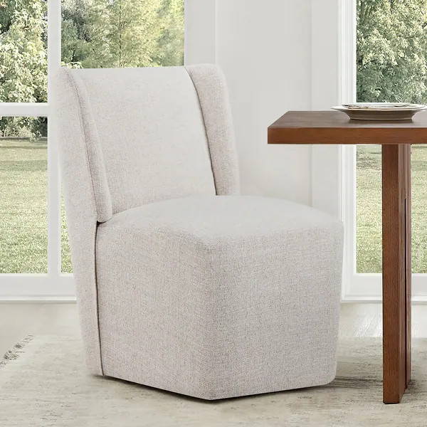 Spruce & Spring Iris Modern Upholstered Fabric Dining Chair with Casters - Single - Wheat(Multi-c... | Bed Bath & Beyond