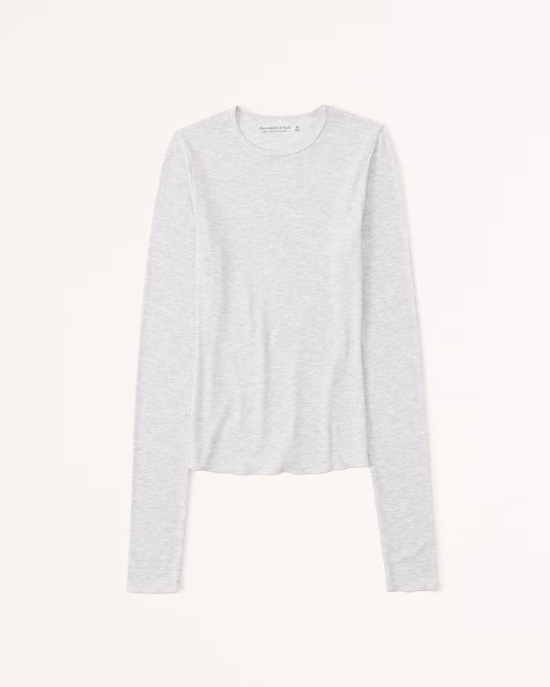 Long-Sleeve Featherweight Rib Tuckable Crew Top | Abercrombie & Fitch (US)