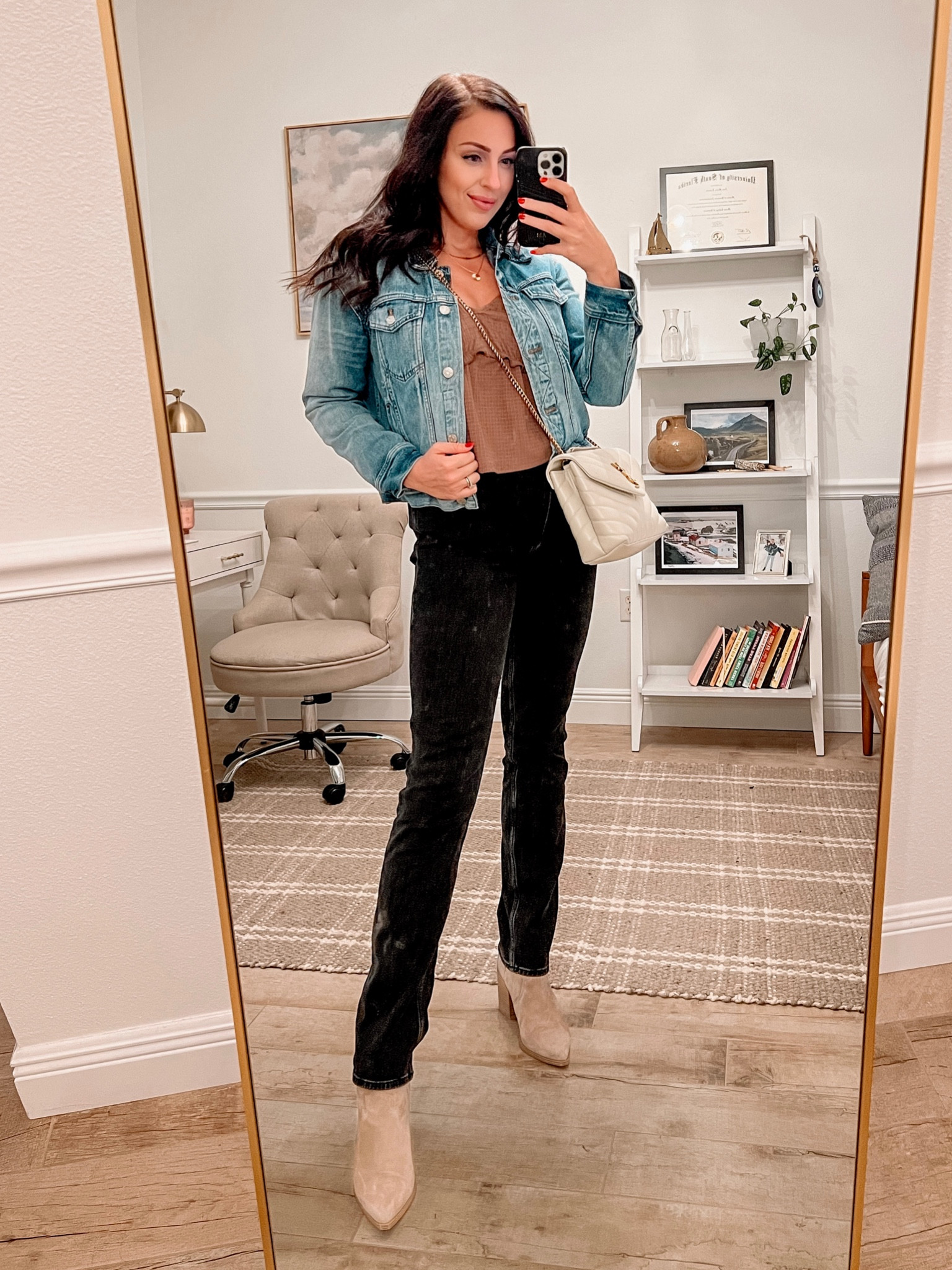 What I’m wearing for dinner out with the girls! 🥡✨ Abercrombie black jeans, booties, blouse (on sale for under $20), denim jean jacket, stacked necklaces and a YSL purse 

#LTKSeasonal #LTKitbag #LTKsalealert