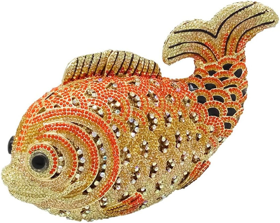 Women Mini Fish Clutch Luxury Rhinestones Purse Sparkling Banquet Handbag Wedding Party Clutch Ba... | Amazon (US)