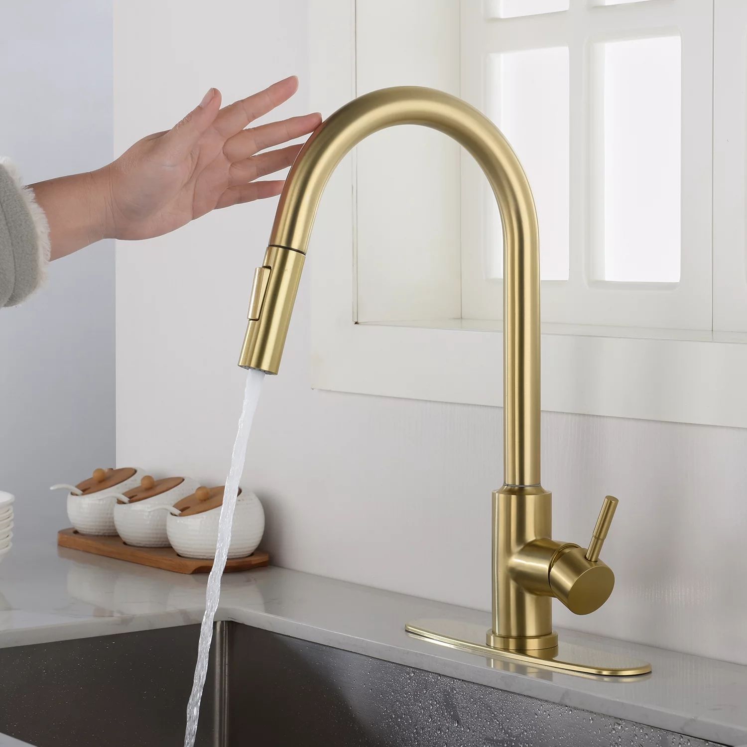 Touch Kitchen Faucet with Pull Down Sprayer-Brushed Gold | Walmart (US)