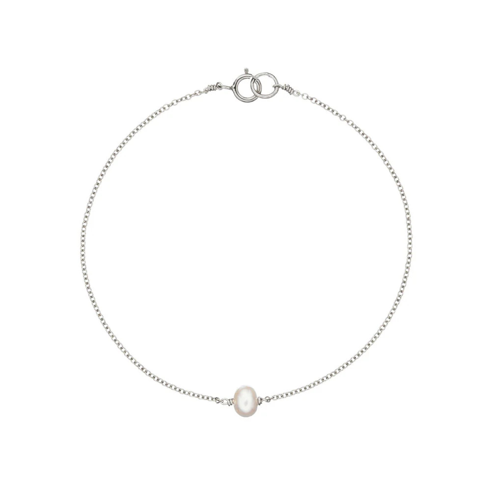 Silver Single Pearl Bracelet | Lily & Roo