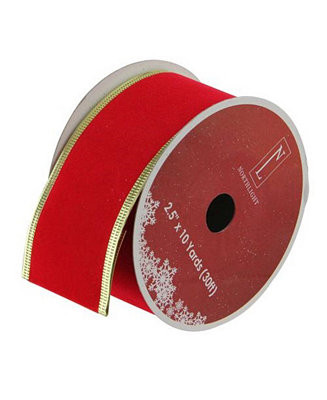 Northlight Solid Bright Red Gold Wired Christmas Craft Ribbon 2.5" x 10 Yards - Macy's | Macy's