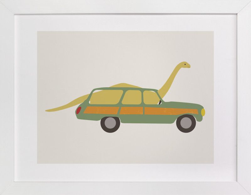 "Driving Apatosaurus" - Graphic Limited Edition Art Print by Morgan Kendall. | Minted