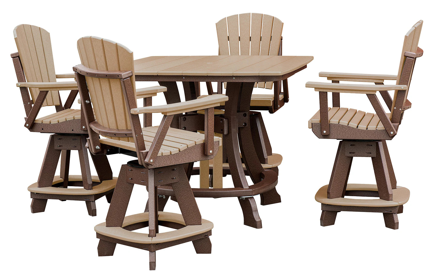 American Furniture Classics Amish HDPE 5 -Piece Brown Counter height Resin Square Table with 4 Swivel Chairs one_size | CS130CTB-K | Lowe's