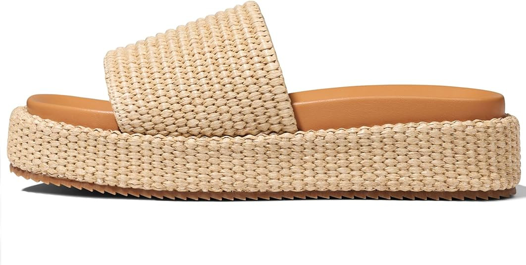 Women's Platform Wedge espadrille slides Summer Beach Cute Raffia Slip On Woven Dress Slides Open... | Amazon (US)