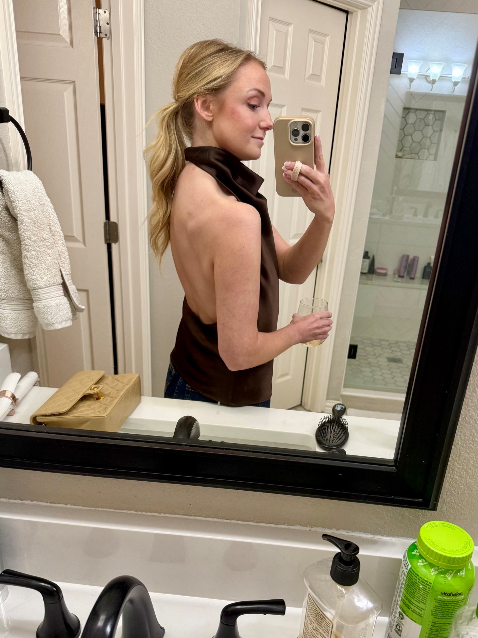 Brown satin halter top!! Wearing an XS, perfect for date nights 

#LTKootd #LTKSeasonal #LTKPetite