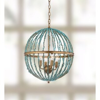 SAFAVIEH Lighting Lalita Blue Cage LED 4-light Adjustable Chandelier - 17.75" x 17.75" x 26-98" | Bed Bath & Beyond