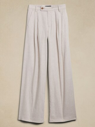 Linen-Blend Wide-Leg Pleated Trouser | Banana Republic Factory
