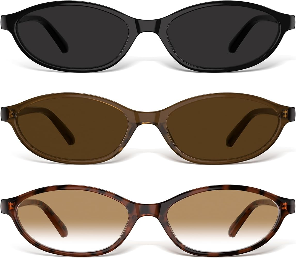 Retro Oval Cat Eye Sunglasses for Women – 90s Y2K Vintage Small Frame Lightweight Narrow Trendy... | Amazon (US)