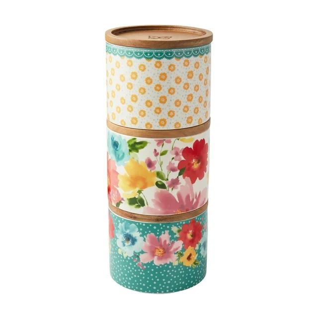 Pioneer Woman Stacking 3-Piece Stoneware Canister Set | Walmart (US)