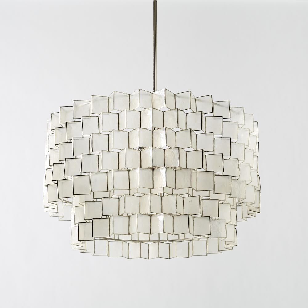 Capiz Zig Zag Chandelier - White | West Elm (US)