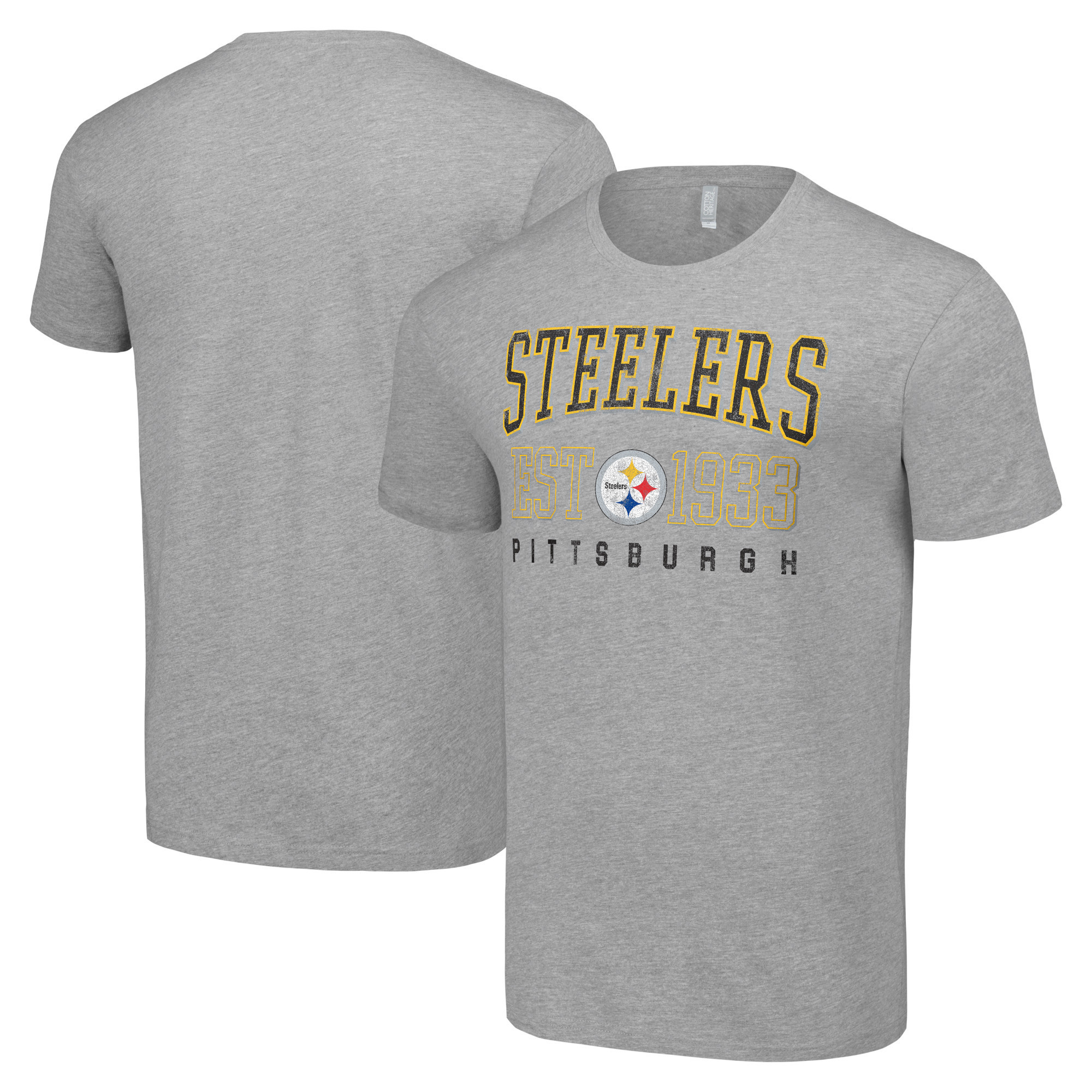 Men's Starter Heather Gray Pittsburgh Steelers Throwback Logo T-Shirt | NFL Shop