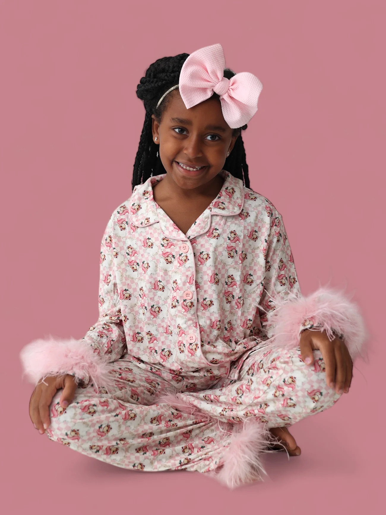 SANTA BABY CHECKERS GIRL’S FLARE FEATHERED DREAM SET | DREAM BIG LITTLE CO