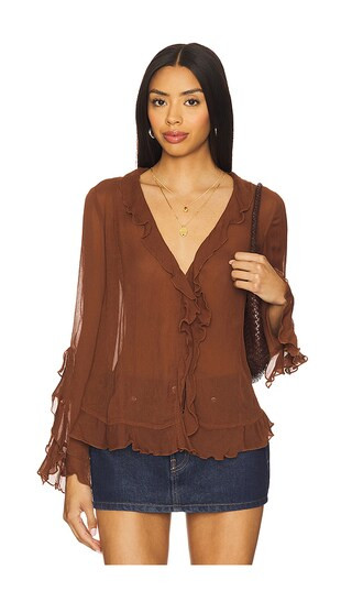 Bali Tulula Chiffon Top in Umber Earth | Revolve Clothing (Global)