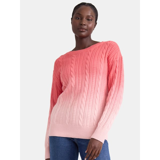 Time and Tru Women's Cable Knit Pullover Sweater, Midweight, Sizes XS-XXXL | Walmart (US)