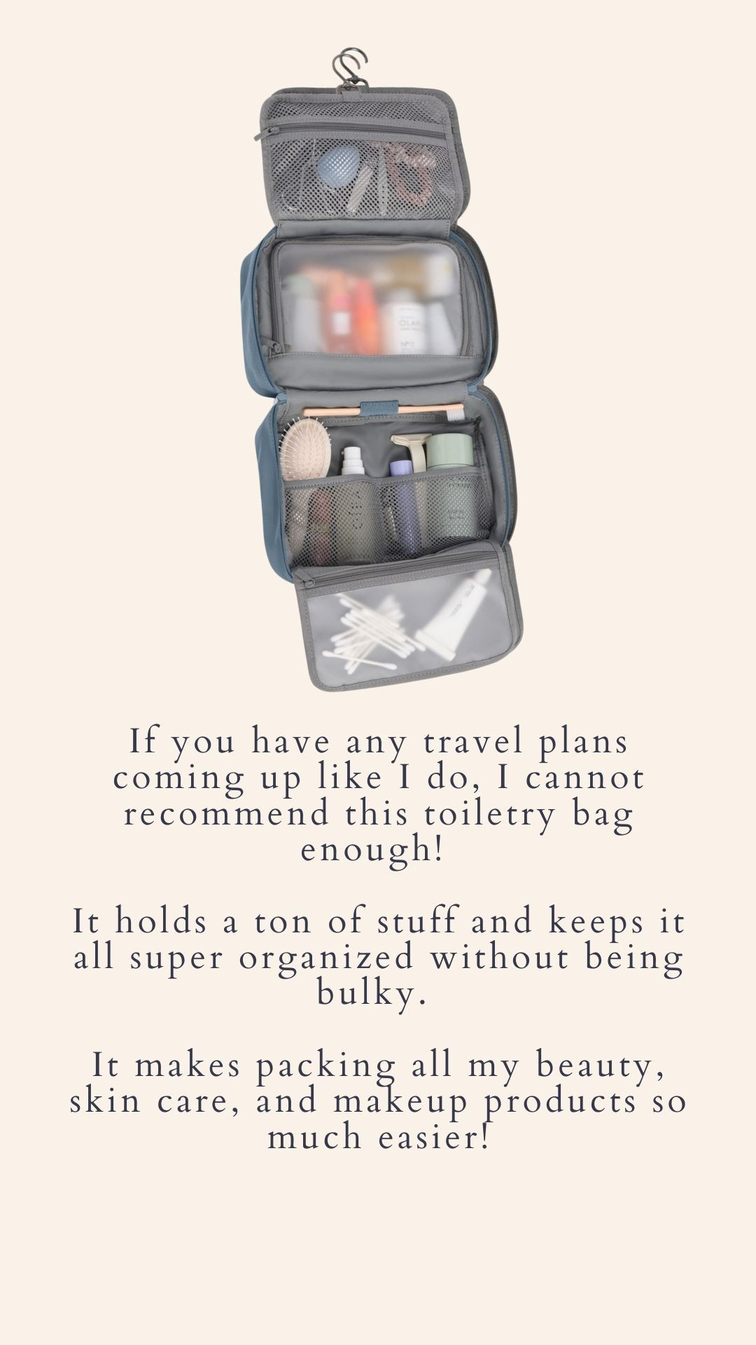 Hanging Toiletry Bag in Coast Blue - If you have any travel plans coming up like I do, I cannot recommend this toiletry bag enough! It holds a ton of stuff and keeps it all super organized without being bulky. It makes packing all my beauty, skin care, and makeup products so much easier!   

 #LTKgrwm #LTKBeauty #LTKTravel