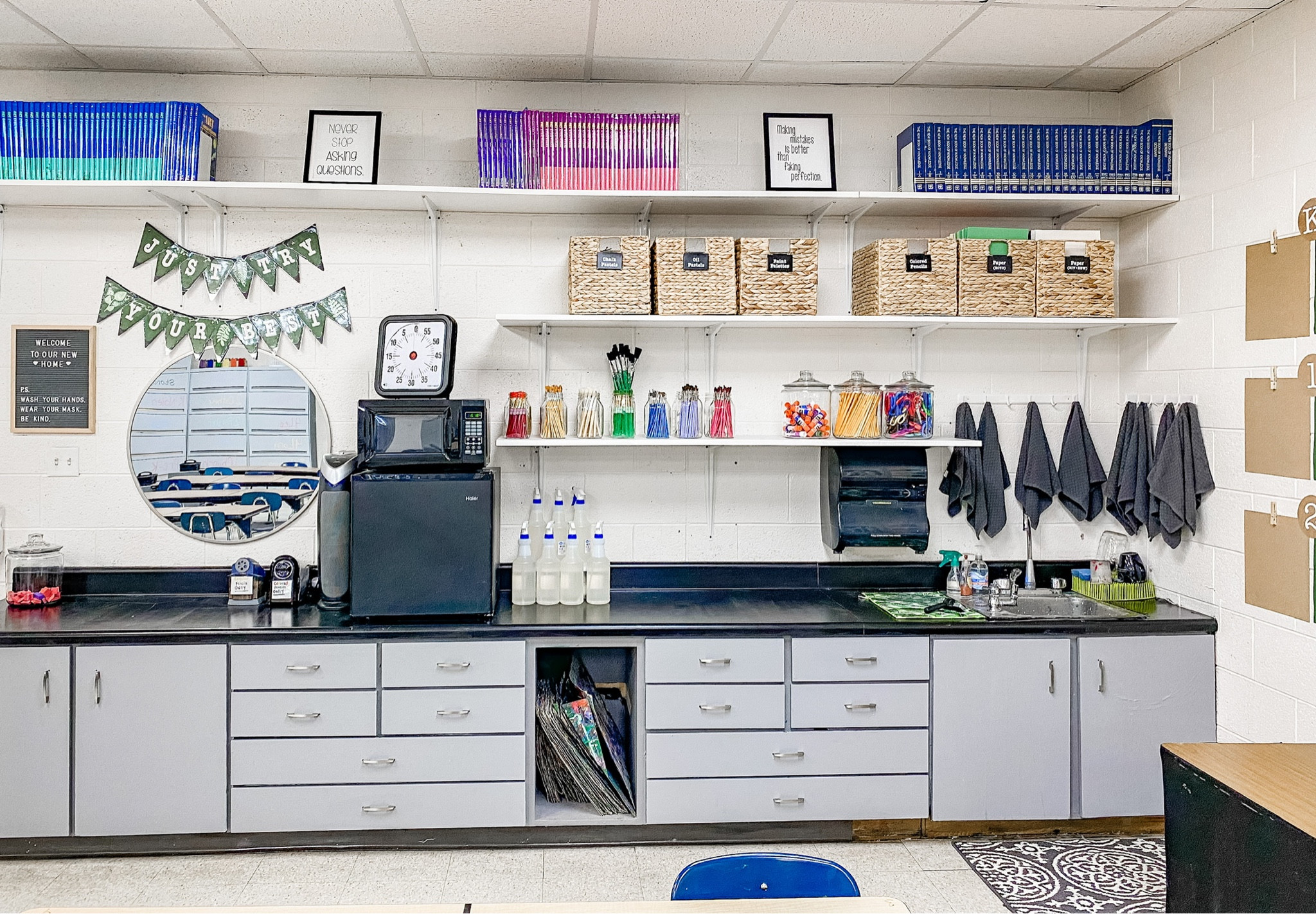 From scary to spectacular! We love the style of this classroom! How cute are the clear jars and hyacinth baskets? Function meets style!

#LTKstyletip #LTKkids #LTKHalloween