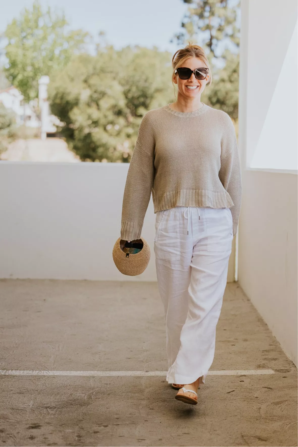 Cropped Linen Crewneck curated on LTK
