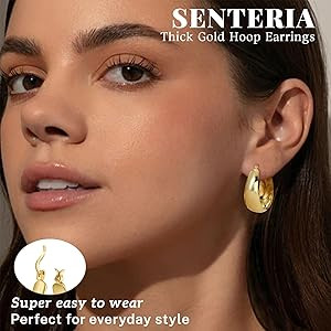 Senteria 12mm Wide Thick Hoop Earrings 925 Sterling Silver Hoop Earrings for Women Hypoallergenic... | Amazon (US)