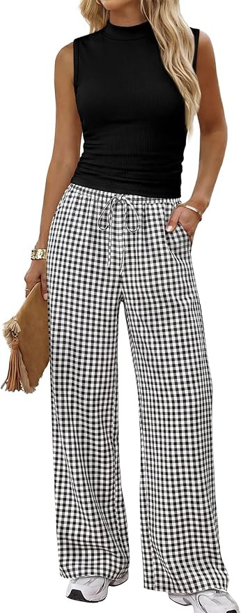 Sampeel Two Piece Set for Women Summer Outfits Vacation Clothes Trendy Lounge Sets Mock Neck Matc... | Amazon (US)